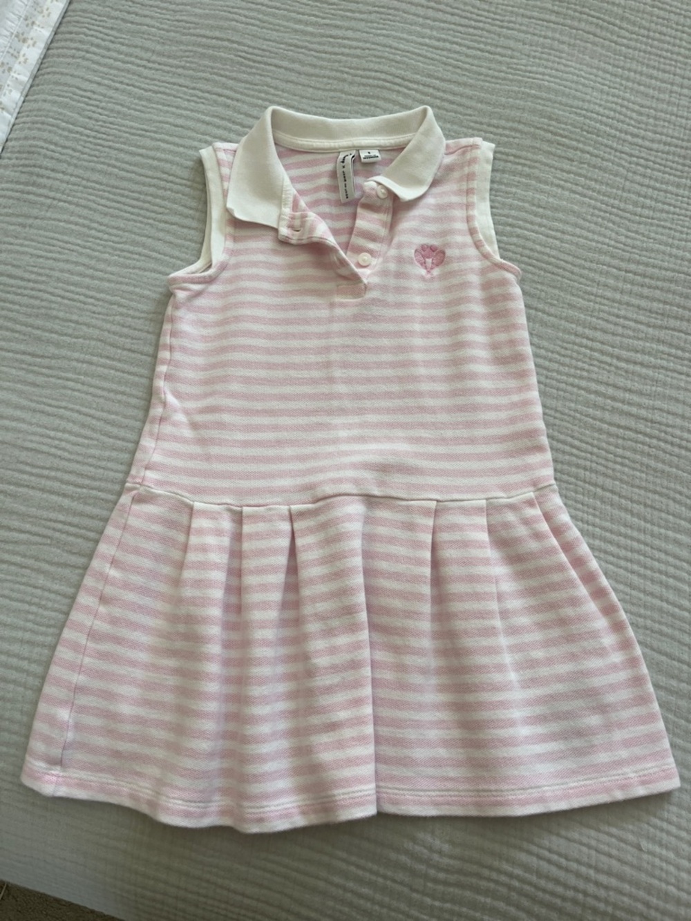 Janie and Jack X Disney Pink and White Striped Sleeveless Polo Dress